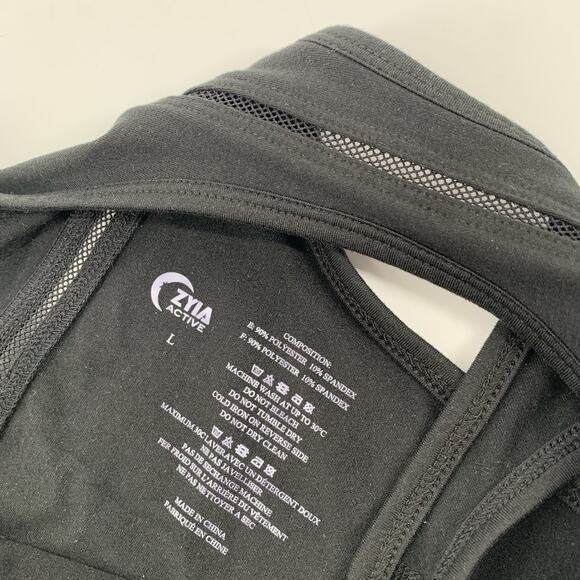 Zyia Active Effortless Athletic Mesh Panel Tank Top Size Large Womens Black L - Picture 5 of 7